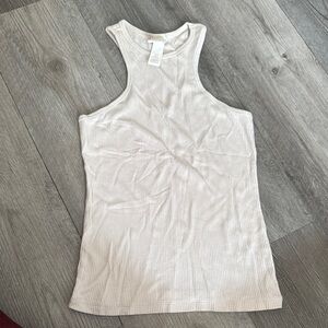 White Ribbed Tank Top